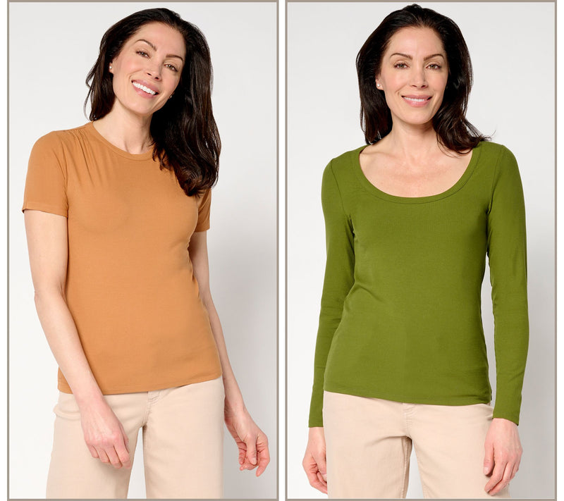 Me by Jennie Garth Tucson 2 Pack Short & Long Sleeve Tees — Main view