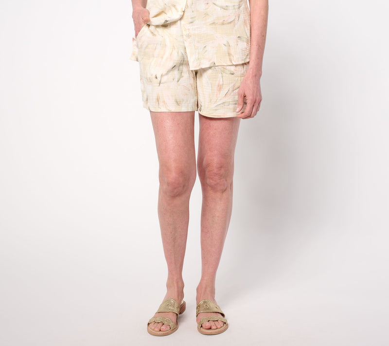 Belle Beach by Kim Gravel Palm Beach 100% Cotton Gauze 5" Shorts — View 16