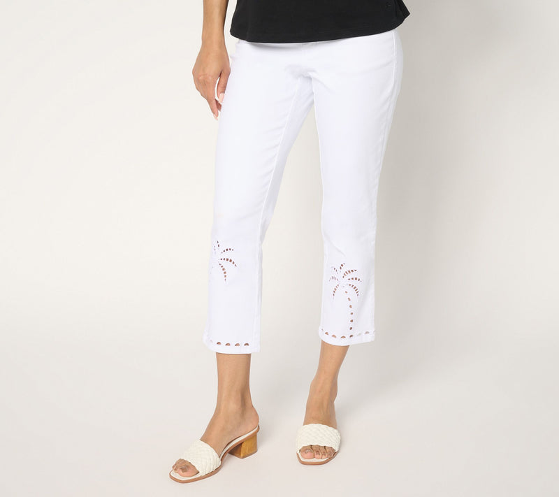 Belle by Kim Gravel Regular TripleLuxe Twill Eyelet Palms Crop Jean — View 7
