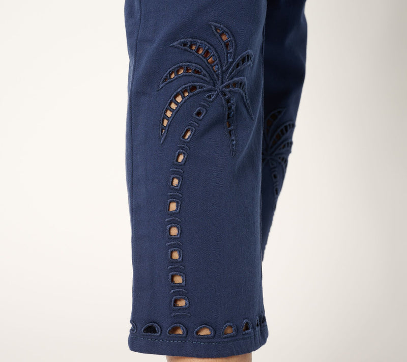 Belle by Kim Gravel Regular TripleLuxe Twill Eyelet Palms Crop Jean — View 11