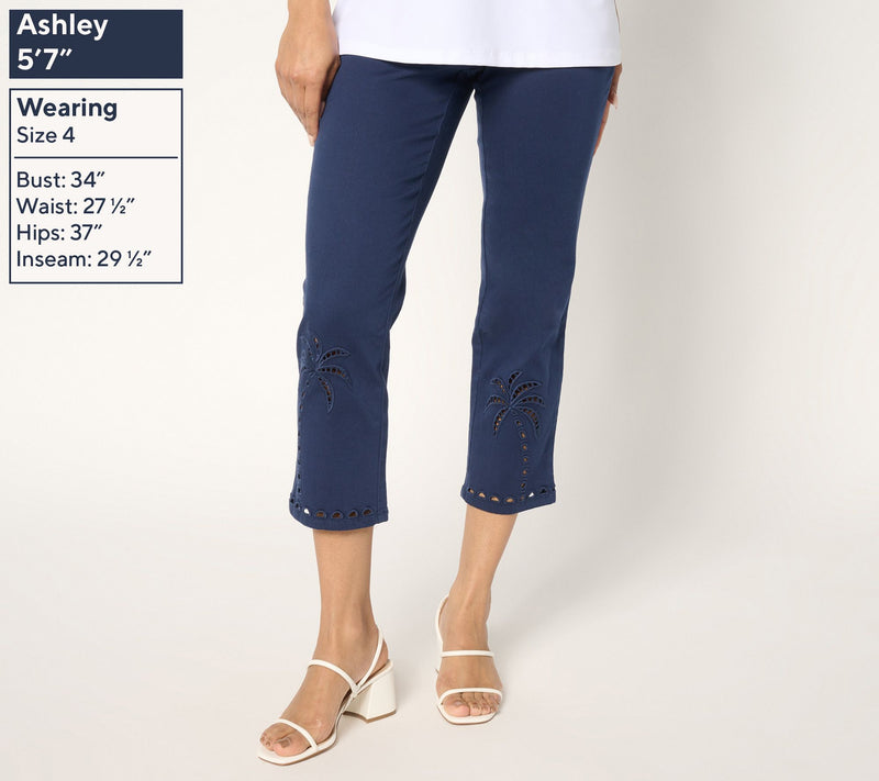 Belle by Kim Gravel Regular TripleLuxe Twill Eyelet Palms Crop Jean — View 8