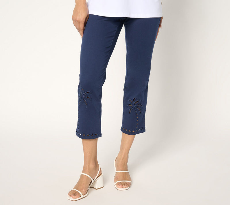 Belle by Kim Gravel Regular TripleLuxe Twill Eyelet Palms Crop Jean — View 5