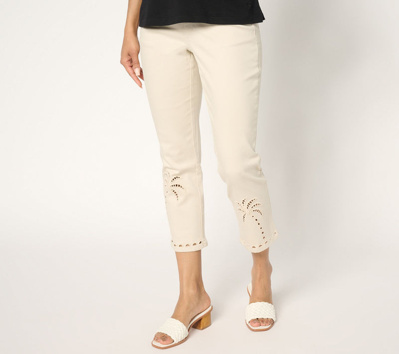 Belle by Kim Gravel Regular TripleLuxe Twill Eyelet Palms Crop Jean — View 3