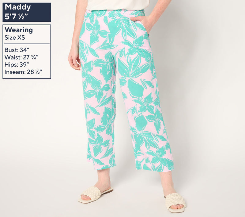 Belle Beach by Kim Gravel Regular Cabana Knit Hibiscus Cropped Pant — View 11