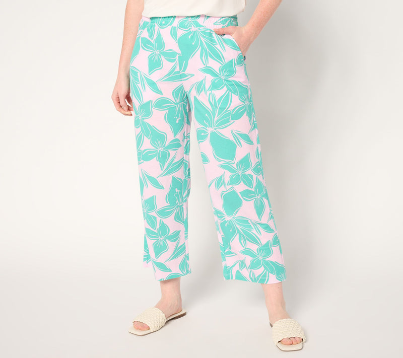 Belle Beach by Kim Gravel Regular Cabana Knit Hibiscus Cropped Pant — View 7