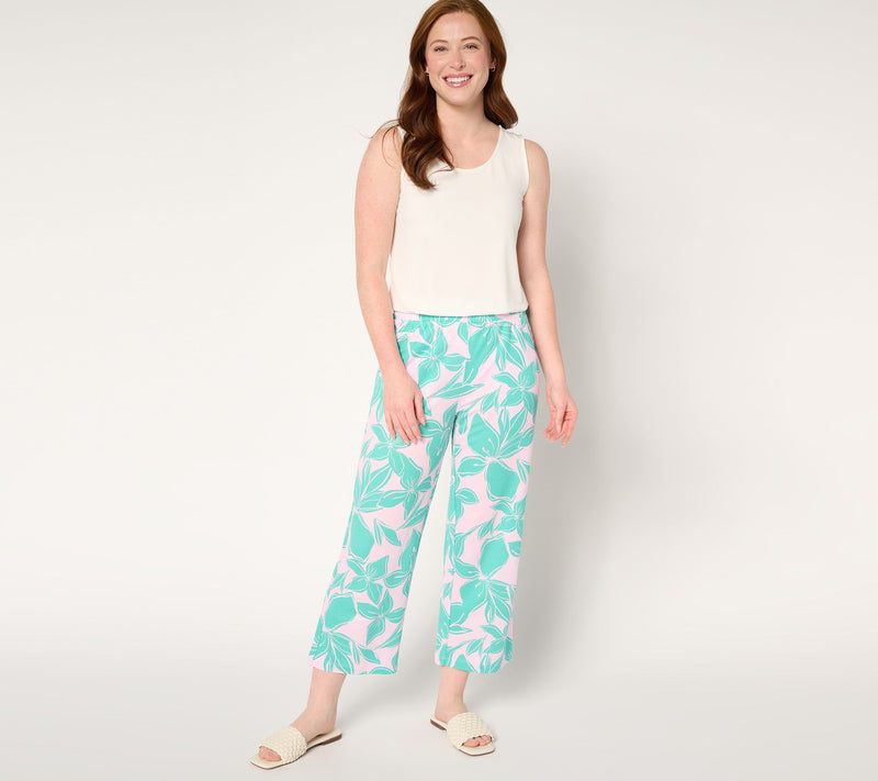 Belle Beach by Kim Gravel Regular Cabana Knit Hibiscus Cropped Pant — View 13
