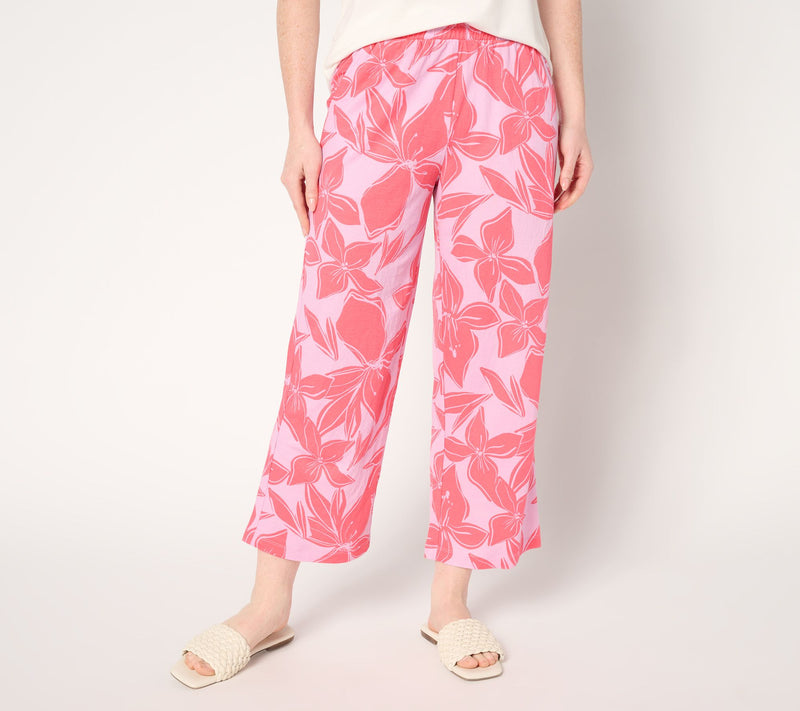 Belle Beach by Kim Gravel Petite Cabana Knit Hibiscus Cropped Pant — View 5