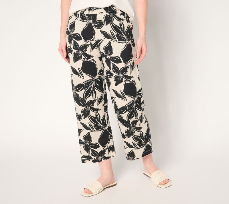 Belle Beach by Kim Gravel Tall Cabana Knit Hibiscus Cropped Pant — View 3