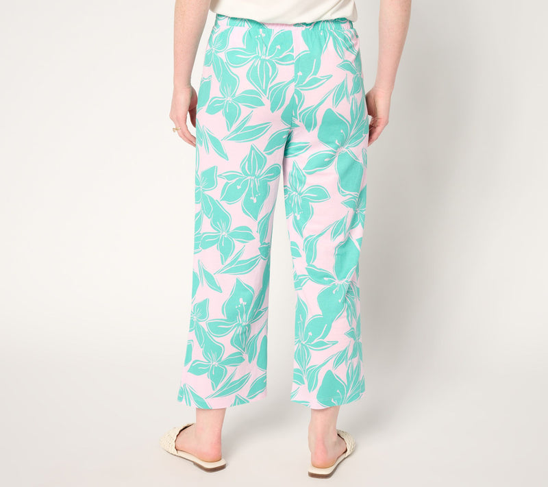Belle Beach by Kim Gravel Tall Cabana Knit Hibiscus Cropped Pant — View 12