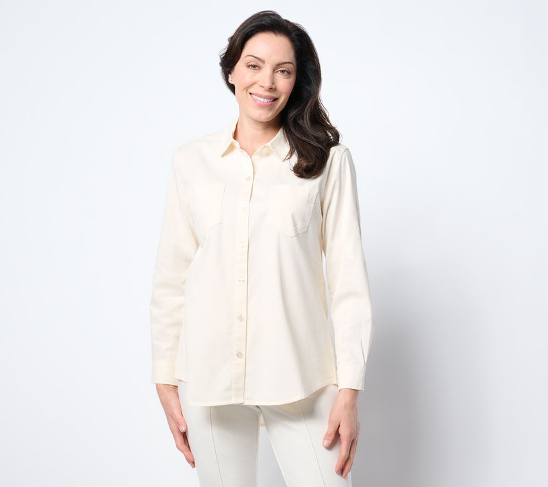 Martha Stewart Signature Button-Front Colored Denim Shirt — View 5