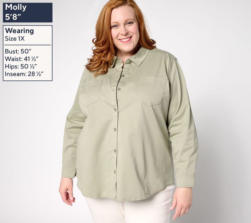 Martha Stewart Signature Button-Front Colored Denim Shirt — View 8