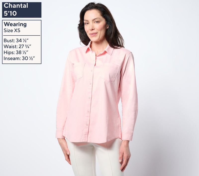 Martha Stewart Signature Button-Front Colored Denim Shirt — View 9