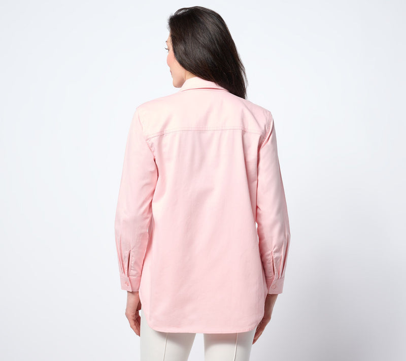Martha Stewart Signature Button-Front Colored Denim Shirt — View 10
