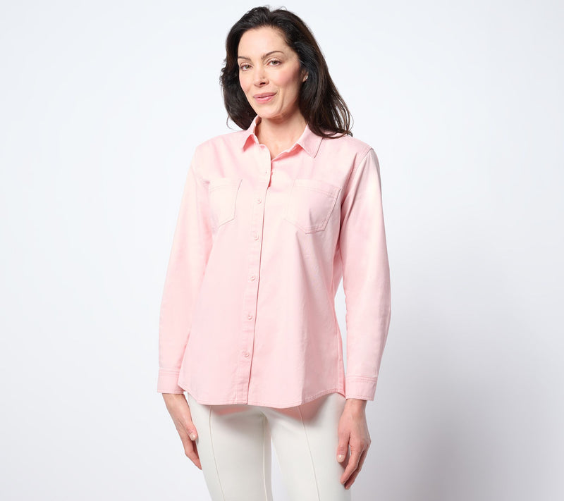 Martha Stewart Signature Button-Front Colored Denim Shirt — Main view