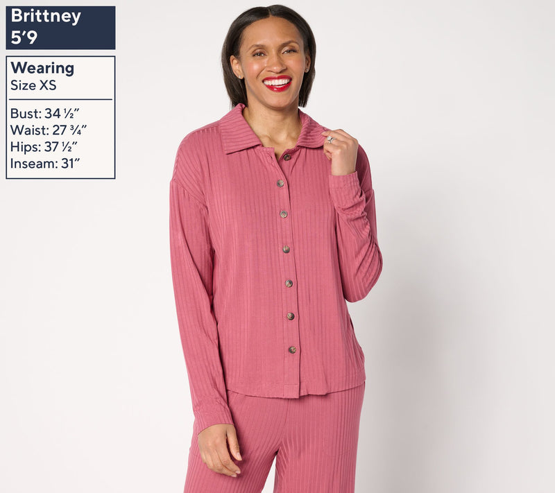 Modern Soul x Anybody Radiant Rib Collared Button Front Cardigan — View 3