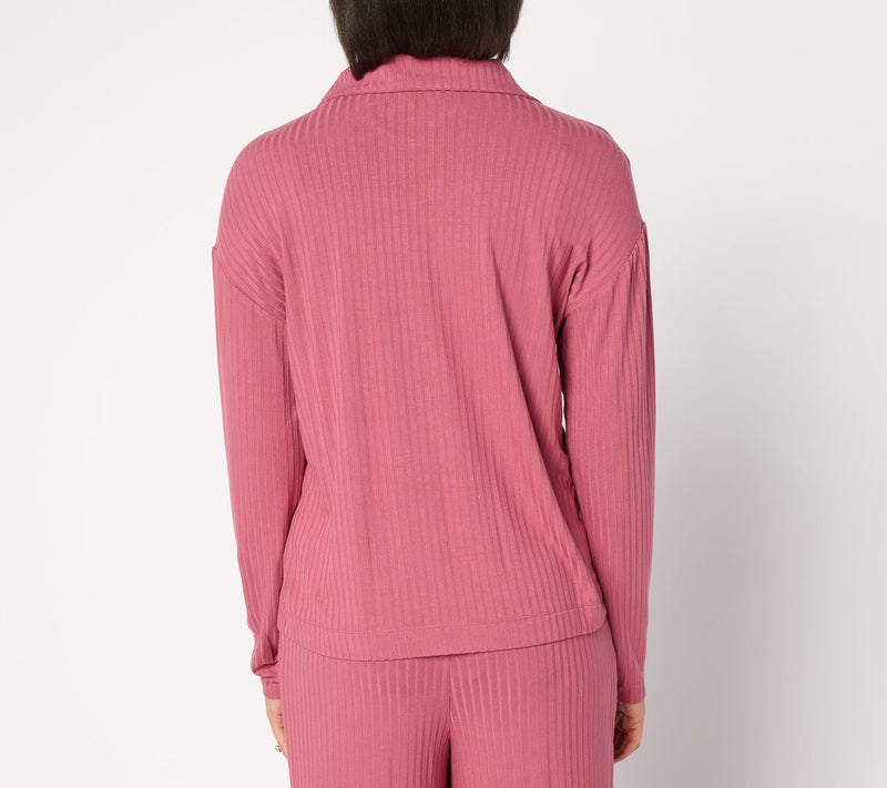 Modern Soul x Anybody Radiant Rib Collared Button Front Cardigan — View 4