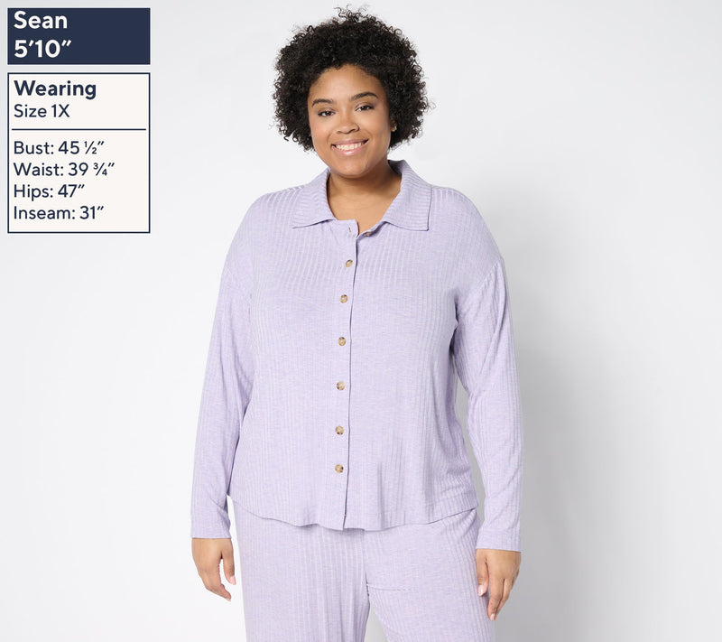 Modern Soul x Anybody Radiant Rib Collared Button Front Cardigan — View 2