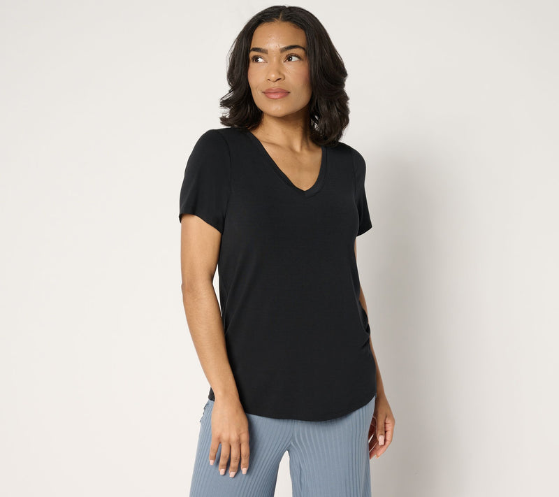Modern Soul x Anybody Jersey Short Sleeve V-Neck Top with Support System — View 9