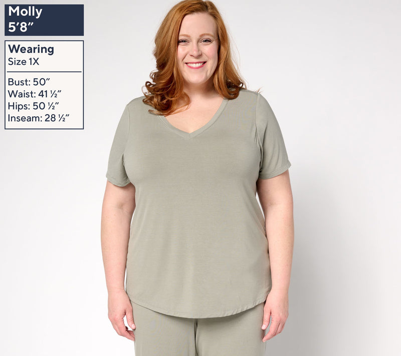 Modern Soul x Anybody Jersey Short Sleeve V-Neck Top with Support System — View 12