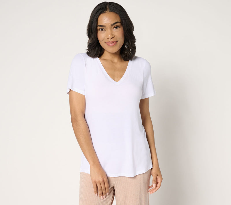 Modern Soul x Anybody Jersey Short Sleeve V-Neck Top with Support System — View 11