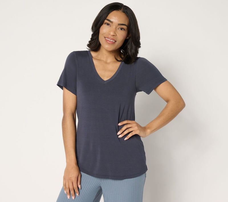 Modern Soul x Anybody Jersey Short Sleeve V-Neck Top with Support System — View 7