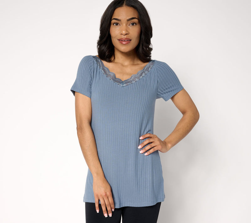 Modern Soul x Anybody Radiant Rib Lace Trim Top with Support System — View 12
