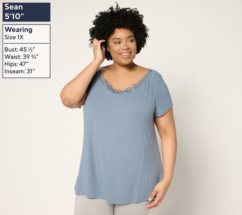 Modern Soul x Anybody Radiant Rib Lace Trim Top with Support System — View 2