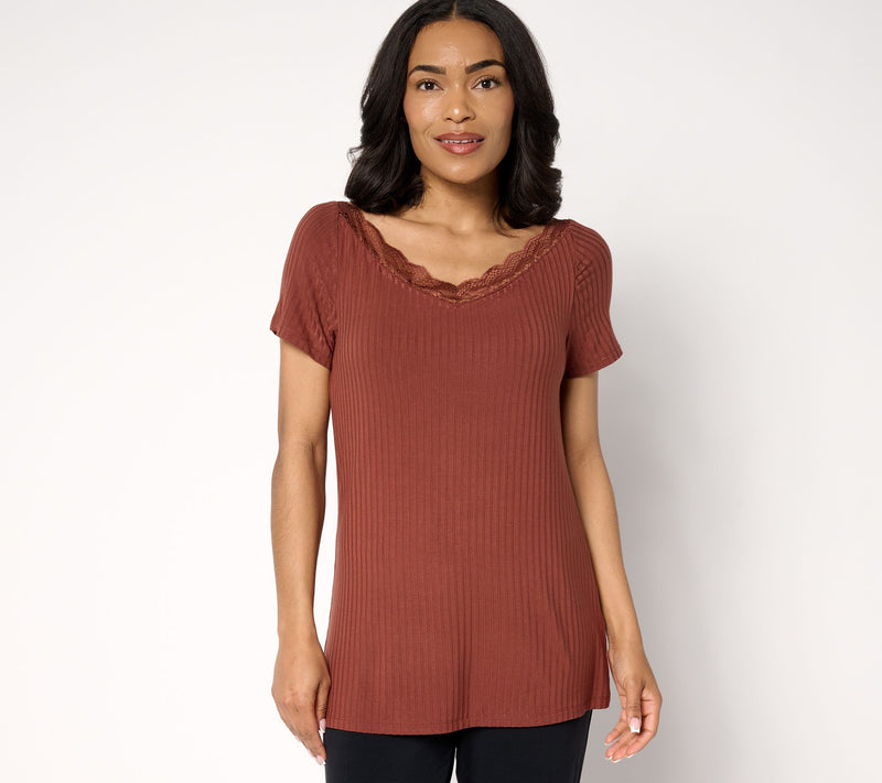 Modern Soul x Anybody Radiant Rib Lace Trim Top with Support System — View 13