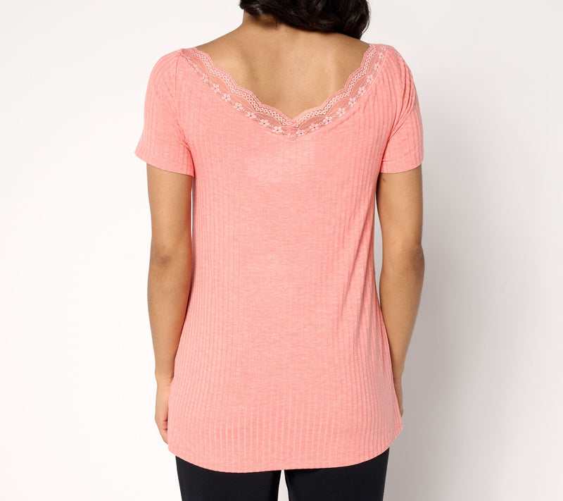 Modern Soul x Anybody Radiant Rib Lace Trim Top with Support System — View 4