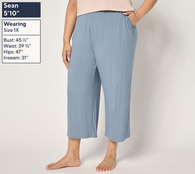 Modern Soul x Anybody Radiant Rib Crop Pant with Lace Trim — View 2
