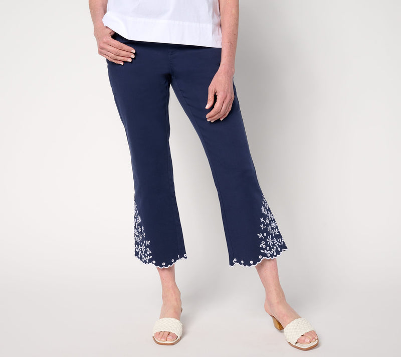 Belle by Kim Gravel Regular TripleLuxe Twill Eyelet Cropped Jean — Main view