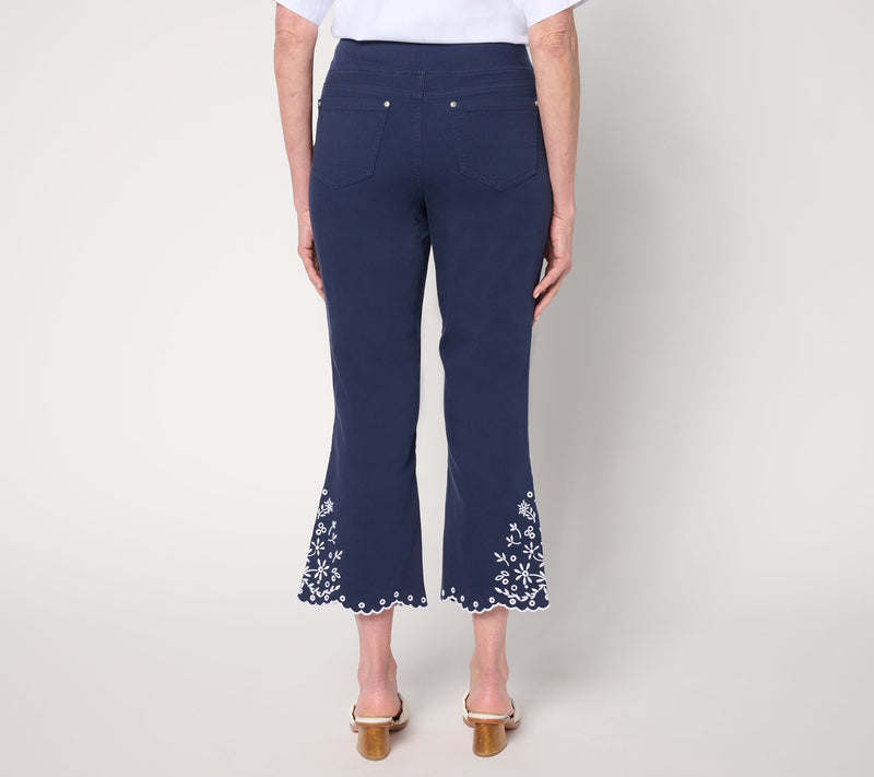 Belle by Kim Gravel Petite TripleLuxe Twill Eyelet Cropped Jean — View 4