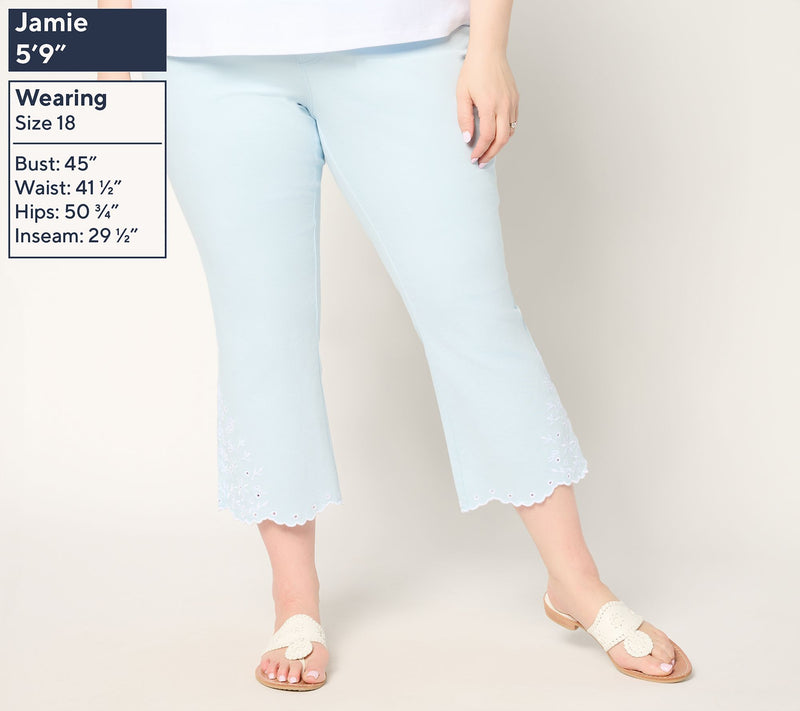 Belle by Kim Gravel Petite TripleLuxe Twill Eyelet Cropped Jean — View 2