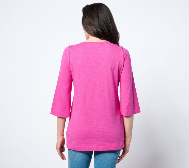 Bellisima by Kim Gravel Petite Slub Knit Artisan Embroidered Top — View 4