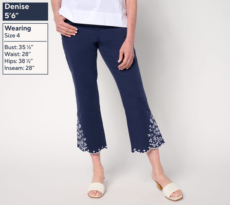Belle by Kim Gravel Tall TripleLuxe Twill Eyelet Cropped Jean — View 3
