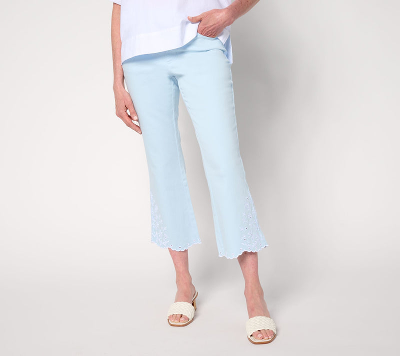 Belle by Kim Gravel Tall TripleLuxe Twill Eyelet Cropped Jean — View 14