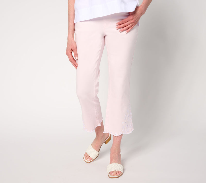 Belle by Kim Gravel Tall TripleLuxe Twill Eyelet Cropped Jean — View 16