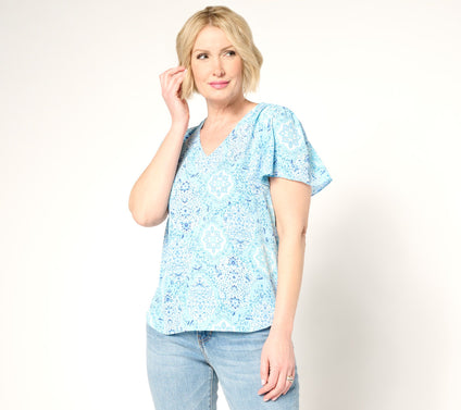 NYDJ Pintuck Flutter Sleeve Blouse