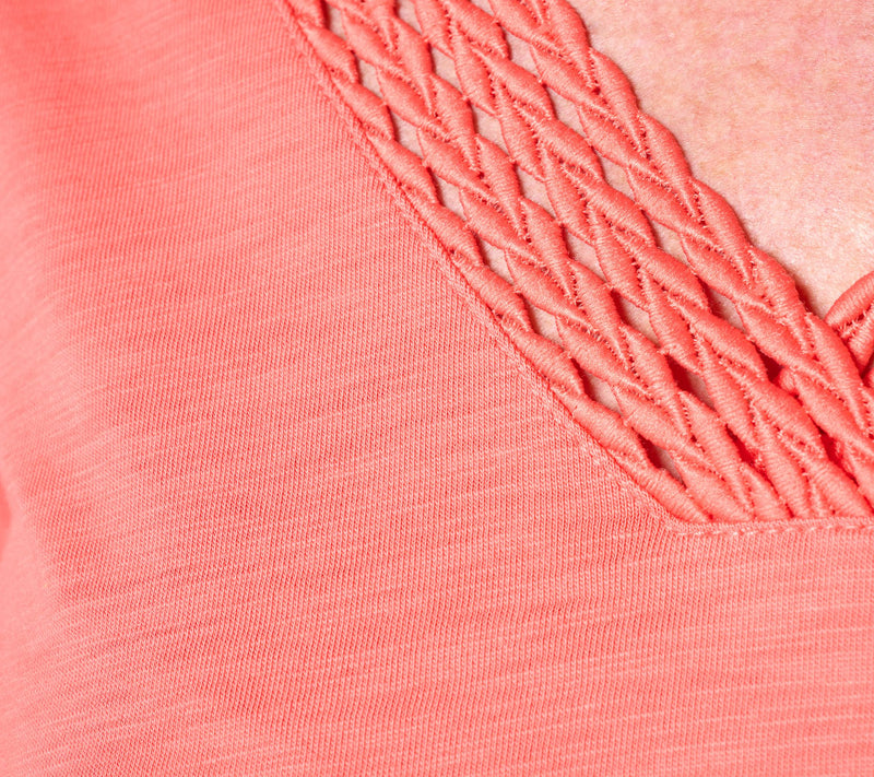 Belle by Kim Gravel Slub Knit Braided Beauty V Neck Top — View 18