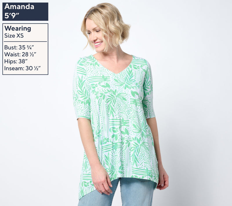 Belle by Kim Gravel Rayon Spandex Paradise Elbow Sleeve Tunic — View 3