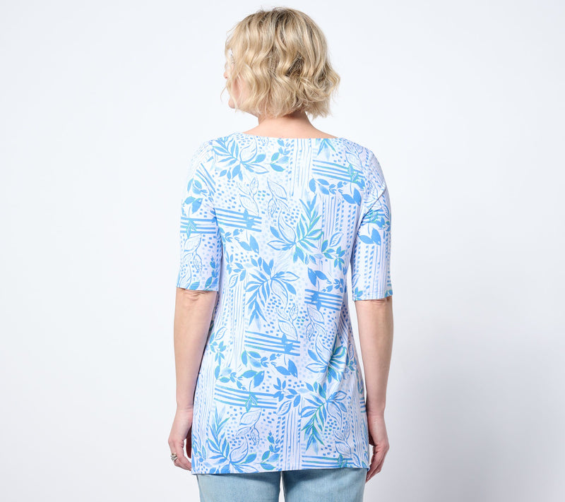 Belle by Kim Gravel Rayon Spandex Paradise Elbow Sleeve Tunic — View 4