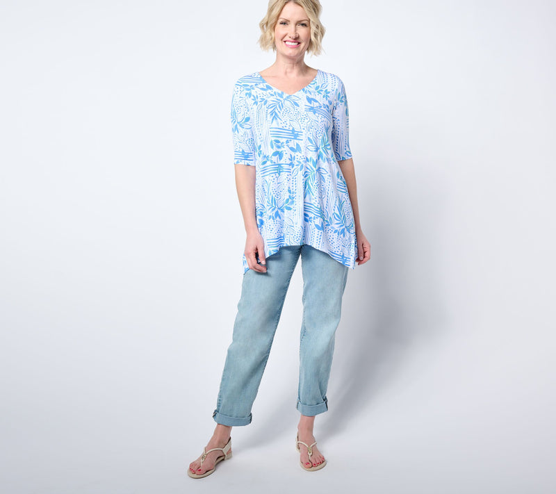 Belle by Kim Gravel Rayon Spandex Paradise Elbow Sleeve Tunic — View 5