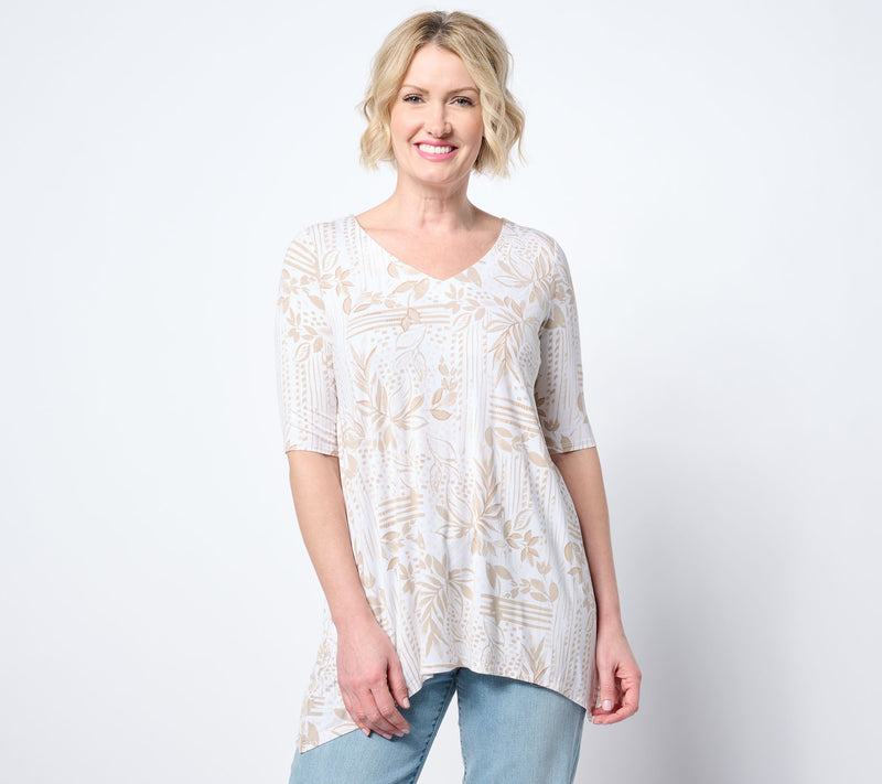 Belle by Kim Gravel Rayon Spandex Paradise Elbow Sleeve Tunic — View 14