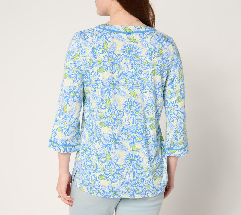 Belle by Kim Gravel Rayon Spandex Pintuck Tassel Top — View 4