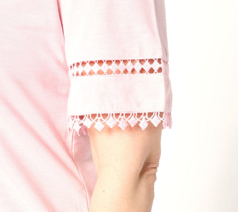 Belle by Kim Gravel Slub Knit Diamond Trim Top — View 5