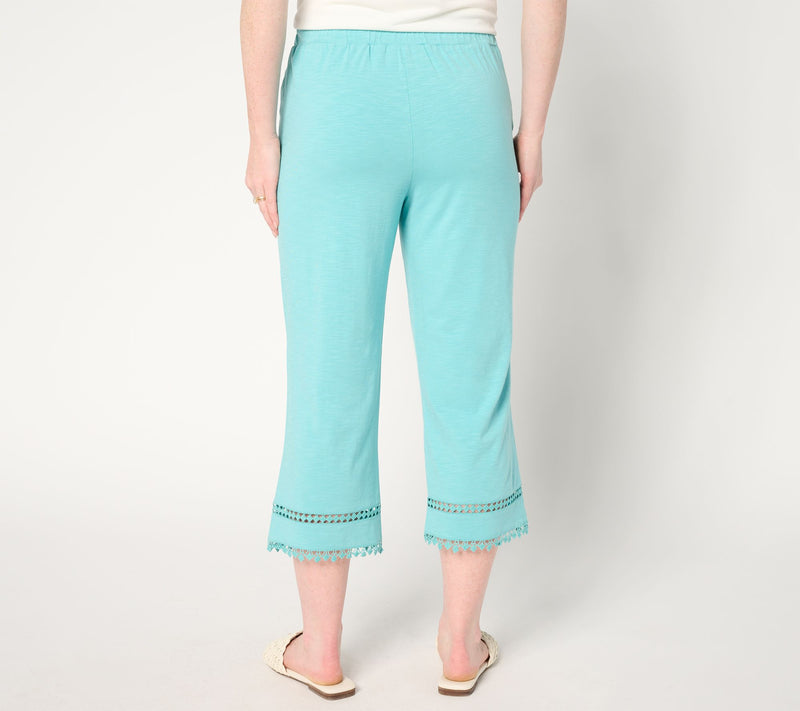 Belle by Kim Gravel Regular Slub Knit Diamond Trim Capri Pant — View 16