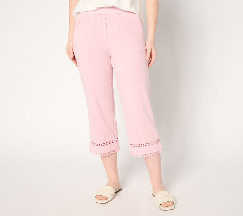 Belle by Kim Gravel Regular Slub Knit Diamond Trim Capri Pant — View 7