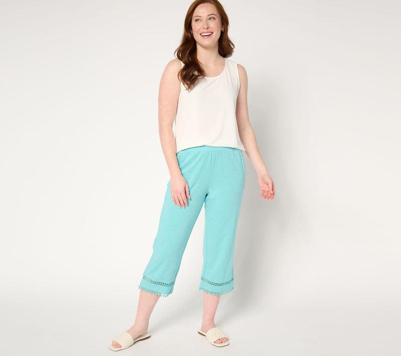 Belle by Kim Gravel Regular Slub Knit Diamond Trim Capri Pant — View 17