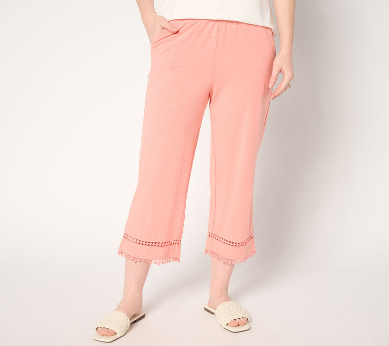 Belle by Kim Gravel Regular Slub Knit Diamond Trim Capri Pant — View 13