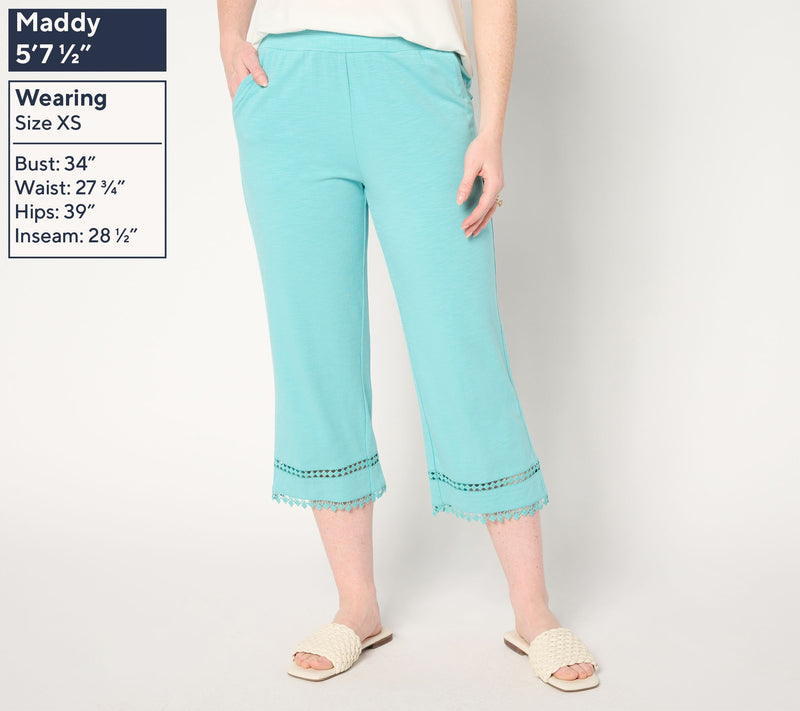 Belle by Kim Gravel Petite Slub Knit Diamond Trim Capri Pant — View 15